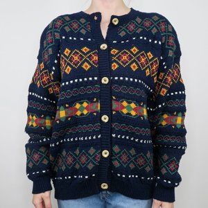 Vintage 80s Dominic & Maria Geometric Cardigan Sweater